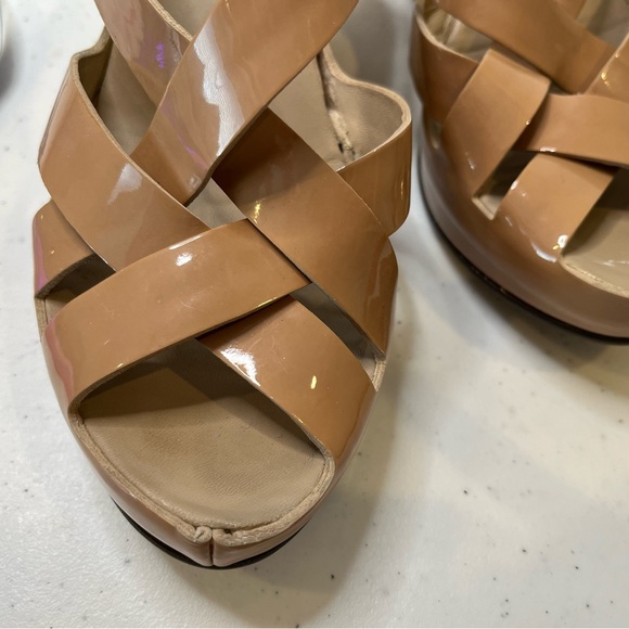 Gorgeous AGL Nude Platform Leather Sandals Women 38 - Picture 5 of 10